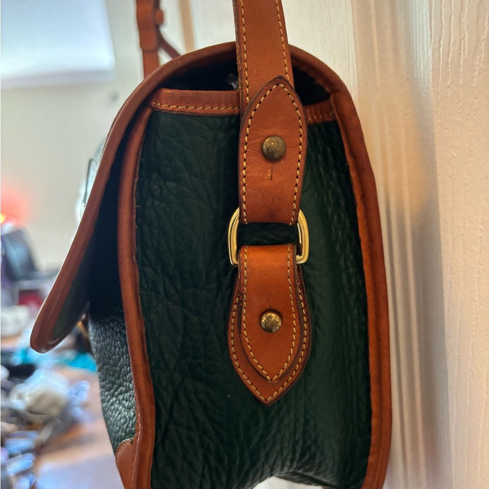 Dooney & Bourke VINTAGE AWL Surrey Green & Tan Leather Crossbody MADE IN USA EUC - Picture 4 of 16
